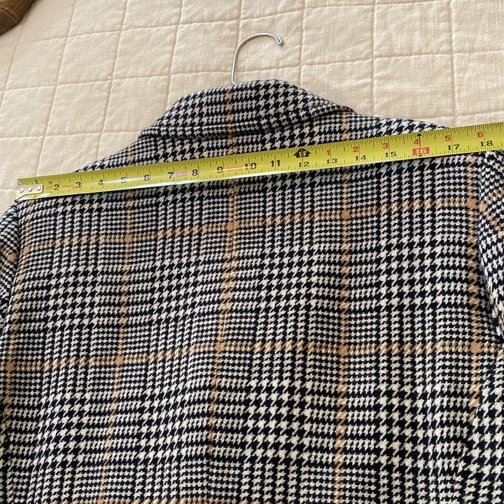 Pendleton Plaid 100% Merino Wool Coat with Lambskin Leather Trim Size 18 - Picture 15 of 16
